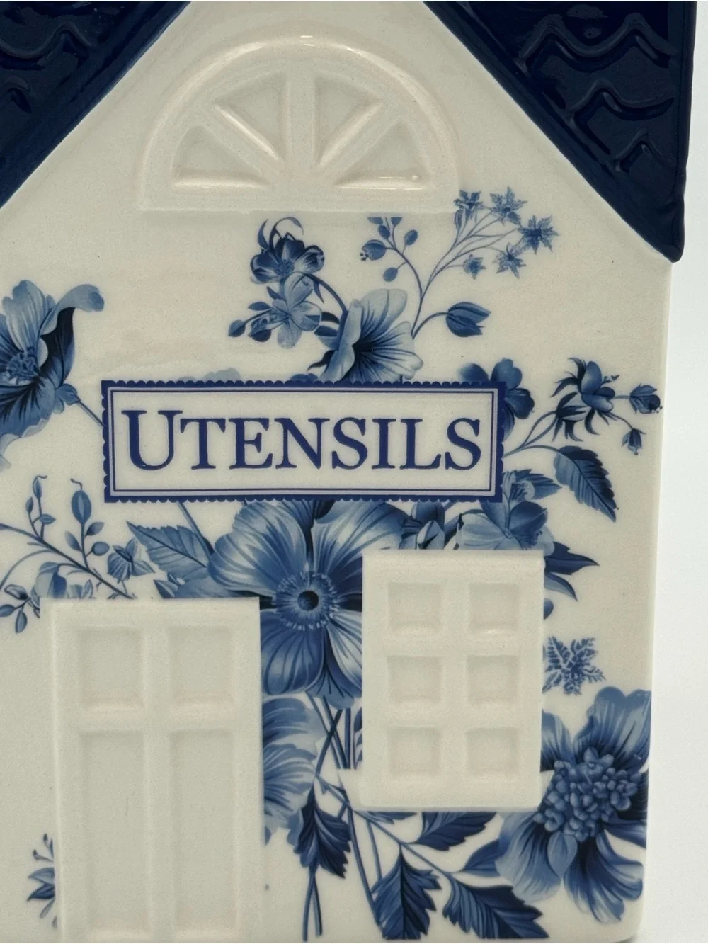 Beau Monde Blue‎ White Floral House Utensil Holder Cottagecore Kitchen Decor
